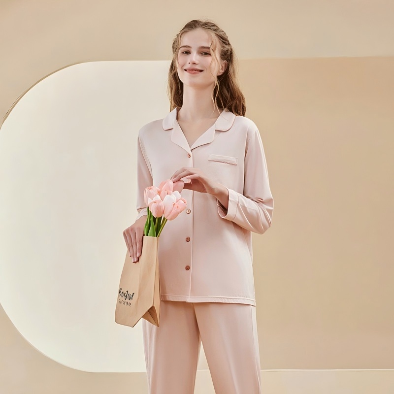 Super Soft Modal Cotton Pajama Set V-Neck Collar Lightweight Breathable Anti-Bacterial Eco-Friendly Loungewear For Autumn - View 4