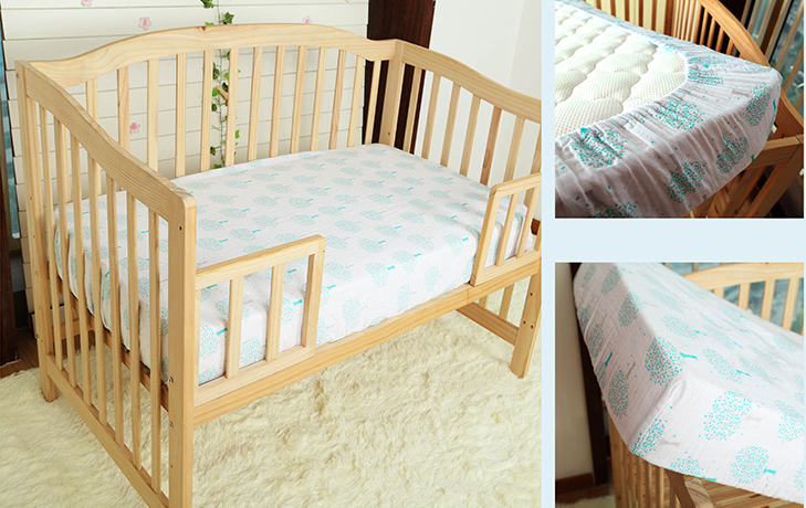 70%organic Bamboo 30%cotton Muslin Soft Breathable Comfortable Baby Crib Sheet