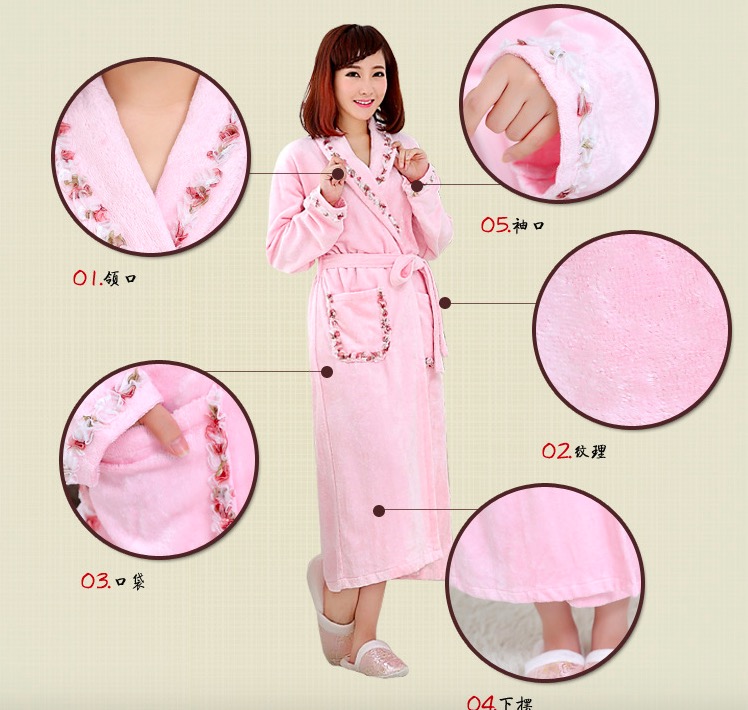 Bamboo Adult Bathrobe Women Bath Robe Lace Design HYL