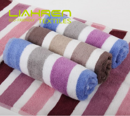 Yarn Dyed Stripe Large Thick Bamboo Cotton Towel Set Of 3, 1 Bath Towel, 1 Face Towels, 1 Hand Towel For Bathroom, Spa, GYM - View 3
