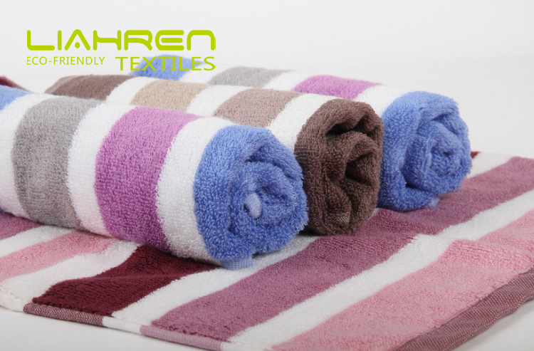 Yarn Dyed Stripe Large Thick Bamboo Cotton Towel Set Of 3, 1 Bath Towel, 1 Face Towels, 1 Hand Towel For Bathroom, Spa, GYM - View 5