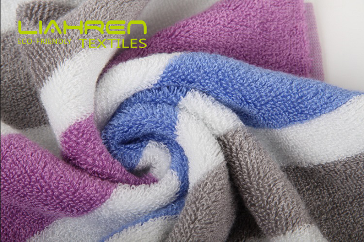 Yarn Dyed Stripe Large Thick Bamboo Cotton Towel Set Of 3, 1 Bath Towel, 1 Face Towels, 1 Hand Towel For Bathroom, Spa, GYM - View 4