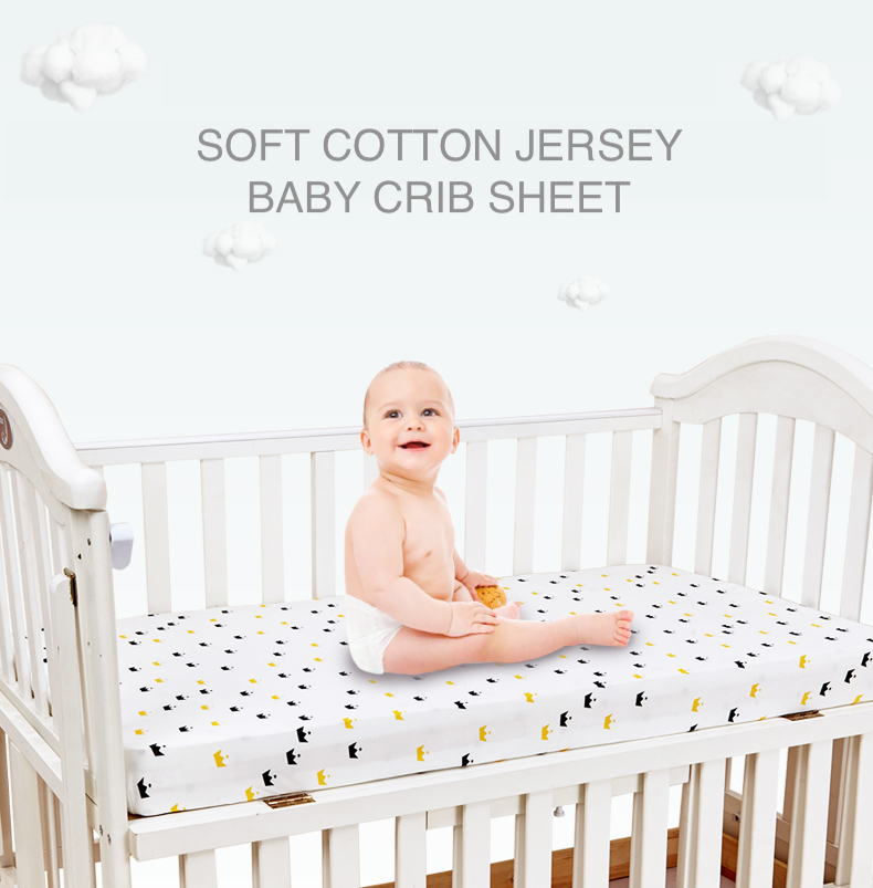 Cotton Jersey Baby Crib Sheet Print Design Small Or Big Size Support Customized Design