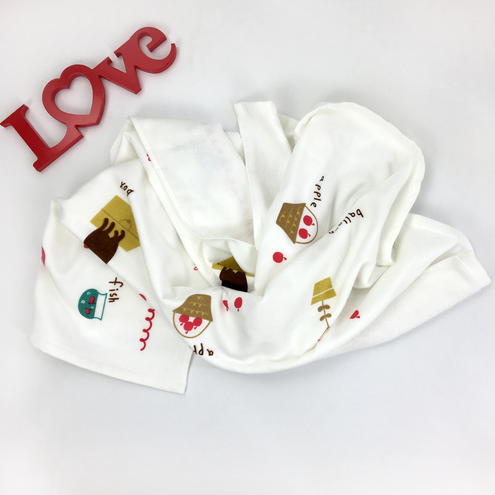 Bamboo Cotton Bath Towel And Washcloth For Baby Bathroom, Swim One Side Muslin Print - View 2
