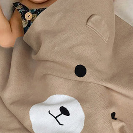 100% Cotton Knitted Blanket Bear Design Baby Blanket - View 4