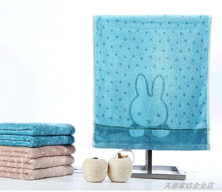 Bamboo Cotton Bath Towel Hand Towel And Washcloth For Baby Kids Child Teen Bathroom, Swim 4pcs Set Bunny Jacquard - View 7