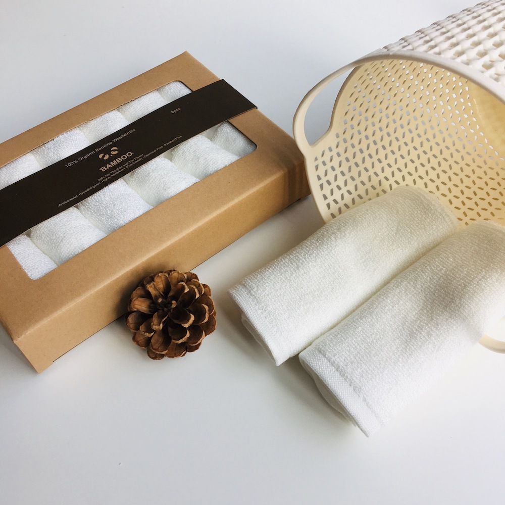 100% Bamboo Fiber Super Soft And High Absorbent Multi-Purpose Fingertip Towels, 6 Washcloths Face Cloths (10inch X 10inch). 6 Pieces Box Classic White - View 6