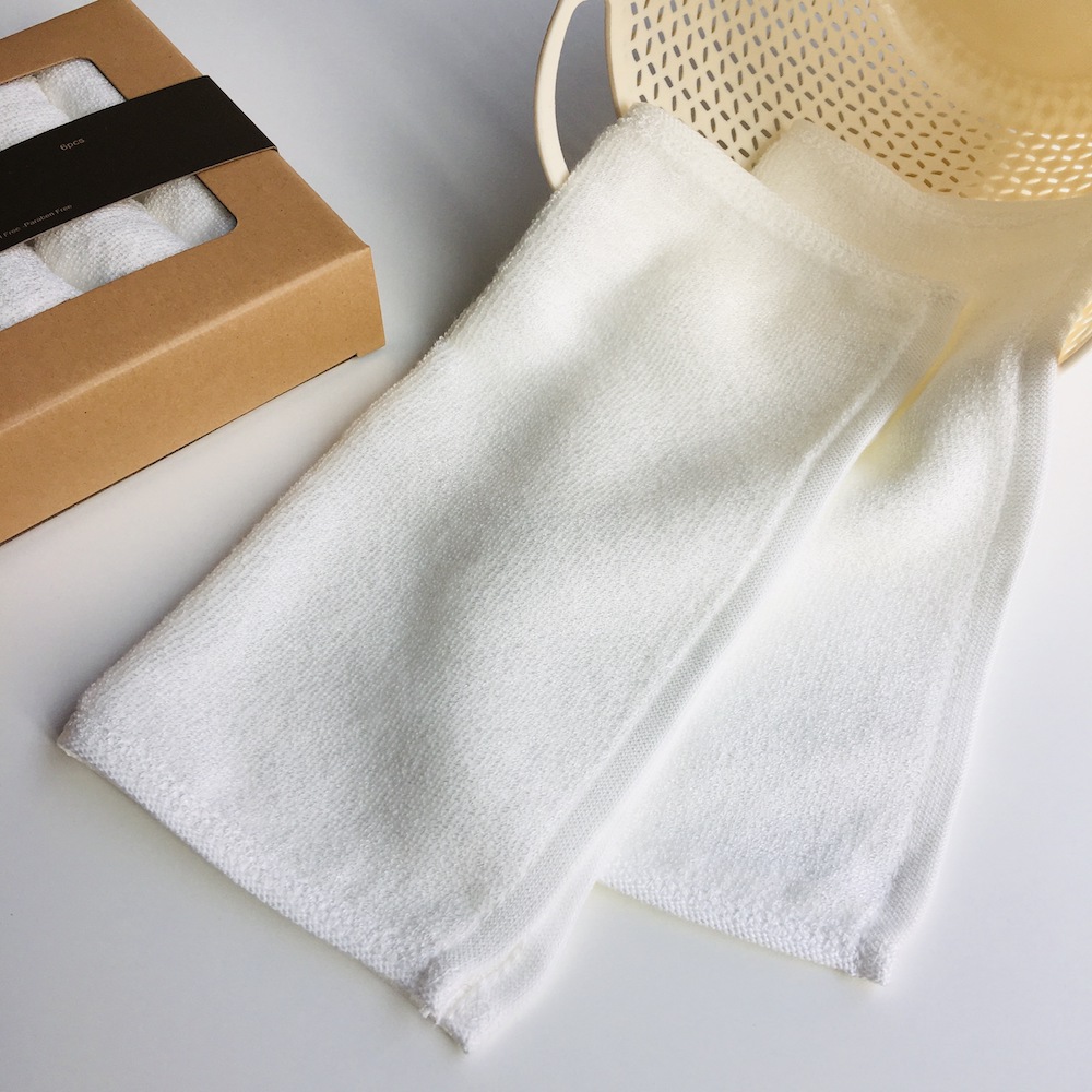 100% Bamboo Fiber Super Soft And High Absorbent Multi-Purpose Fingertip Towels, 6 Washcloths Face Cloths (10inch X 10inch). 6 Pieces Box Classic White - View 3