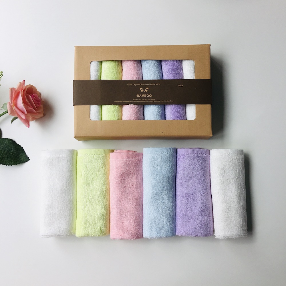 100% Bamboo Rainbow Color Small Bamboo Washcloths Set 6 Pack For Newborn Baby Bath Hand Towel And Face Cloths Or Bathroom-Kitchen Multi-Purpose Soft-Comfortable Absorbent Fingertip Towels 10' X 10' - View 4