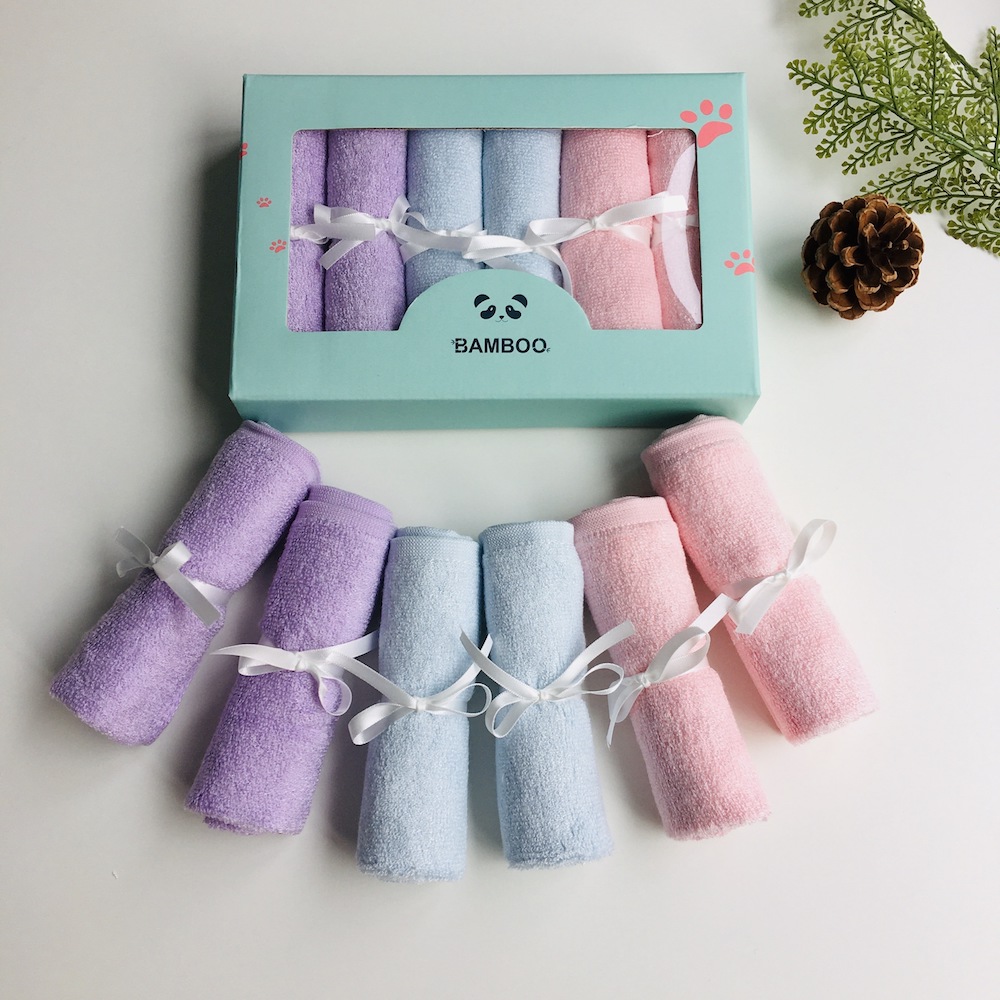 100% Bamboo 3 Color Small Bamboo Washcloths Set 6 Pack For Newborn Baby Bath Hand Towel And Face Cloths Or Bathroom-Kitchen Multi-Purpose Soft-Comfortable Absorbent Fingertip Towels 10' X 10'