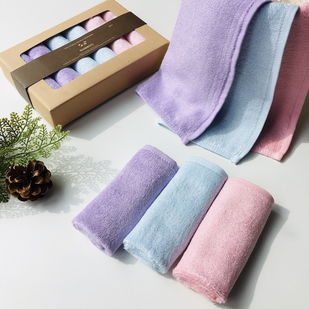 100% Bamboo Washcloths Set 6 Pack For Newborn Baby Bath Hand Towel And Face Cloths Or Bathroom-Kitchen Multi-Purpose Soft-Comfortable Absorbent Fingertip Towels 10' X 10'