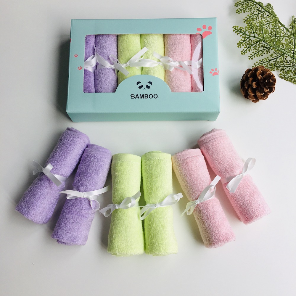 100% Bamboo Small Bamboo Washcloths Set 6 Pack For Newborn Baby Bath Hand Towel And Face Cloths Or Bathroom-Kitchen Multi-Purpose Soft-Comfortable Absorbent Fingertip Towels 10' X 10'