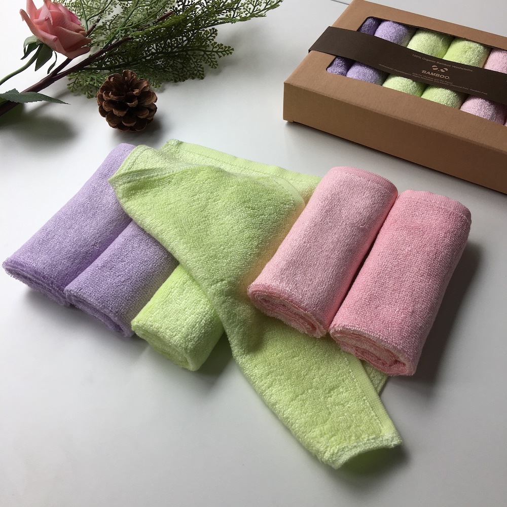 100% Bamboo 3 Color Small Bamboo Washcloths Set 6 Pack For Newborn Baby Bath Hand Towel And Face Cloths Or Bathroom-Kitchen Multi-Purpose Soft-Comfortable Absorbent Fingertip Towels 10' X 10' - View 3