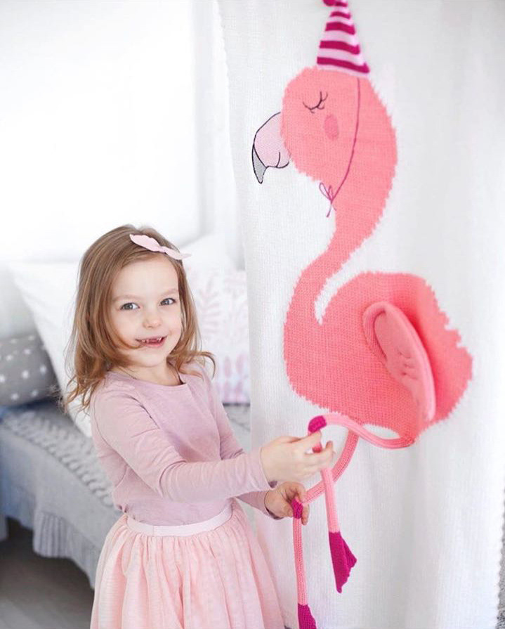 100% Cotton Knitted Blanket Flamingo Design Baby Blanket - View 2