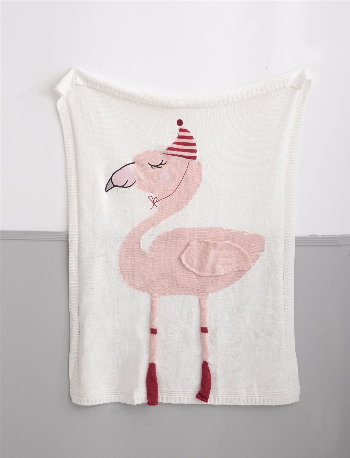 100% Cotton Knitted Blanket Flamingo Design Baby Blanket - View 6