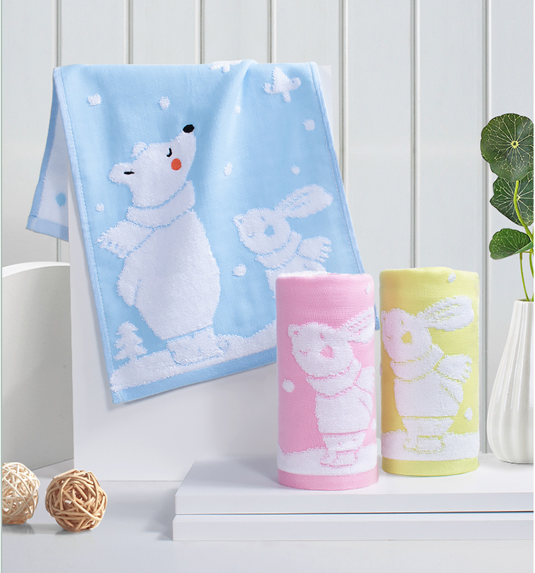 Bamboo Cotton Cartoon Soft Hand Facial Towel For Boys One Side Muslin Jacquard Another Side Terry - View 4