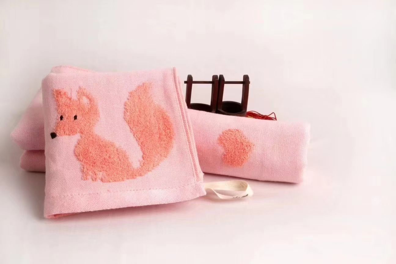 Bamboo Cotton Cartoon Hand Facial Towel For Girls Kids Child One Side Muslin Jacquard Another Side Terry - View 6