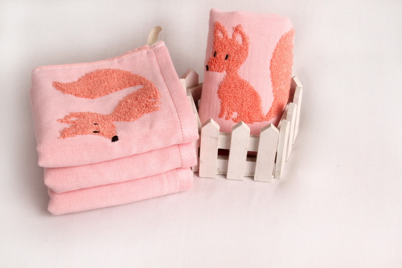 Bamboo Cotton Cartoon Hand Facial Towel For Girls Kids Child One Side Muslin Jacquard Another Side Terry