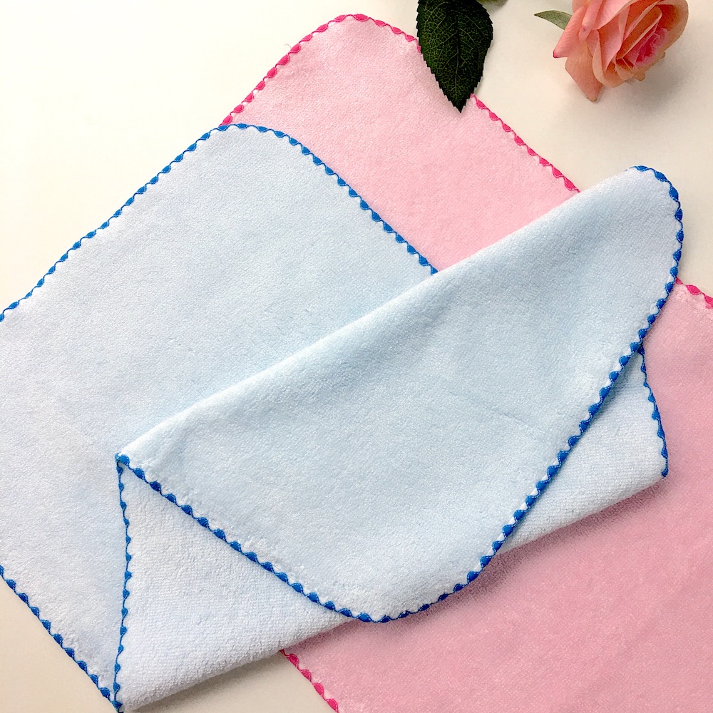 Bamboo Cotton Classical Soft Plain Hand Facial Towels For Baby Kids Child Stitch Floral Border Style - View 7