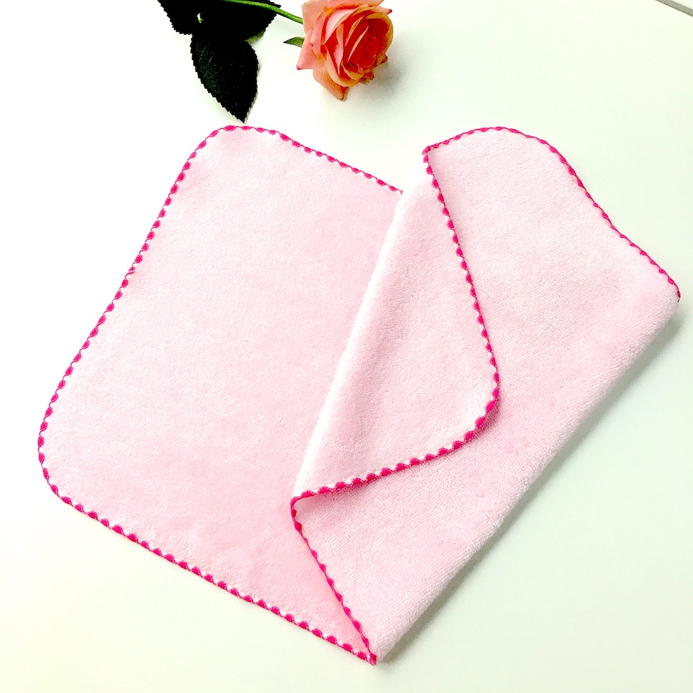Bamboo Cotton Classical Soft Plain Hand Facial Towels For Baby Kids Child Stitch Floral Border Style - View 6