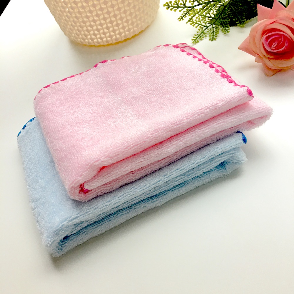 Bamboo Cotton Classical Soft Plain Hand Facial Towels For Baby Kids Child Stitch Floral Border Style - View 3