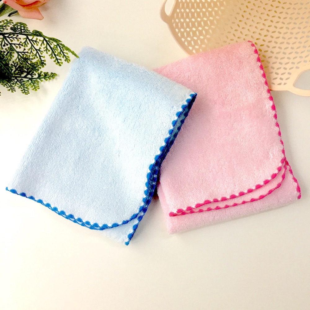 Bamboo Cotton Classical Soft Plain Hand Facial Towels For Baby Kids Child Stitch Floral Border Style - View 2