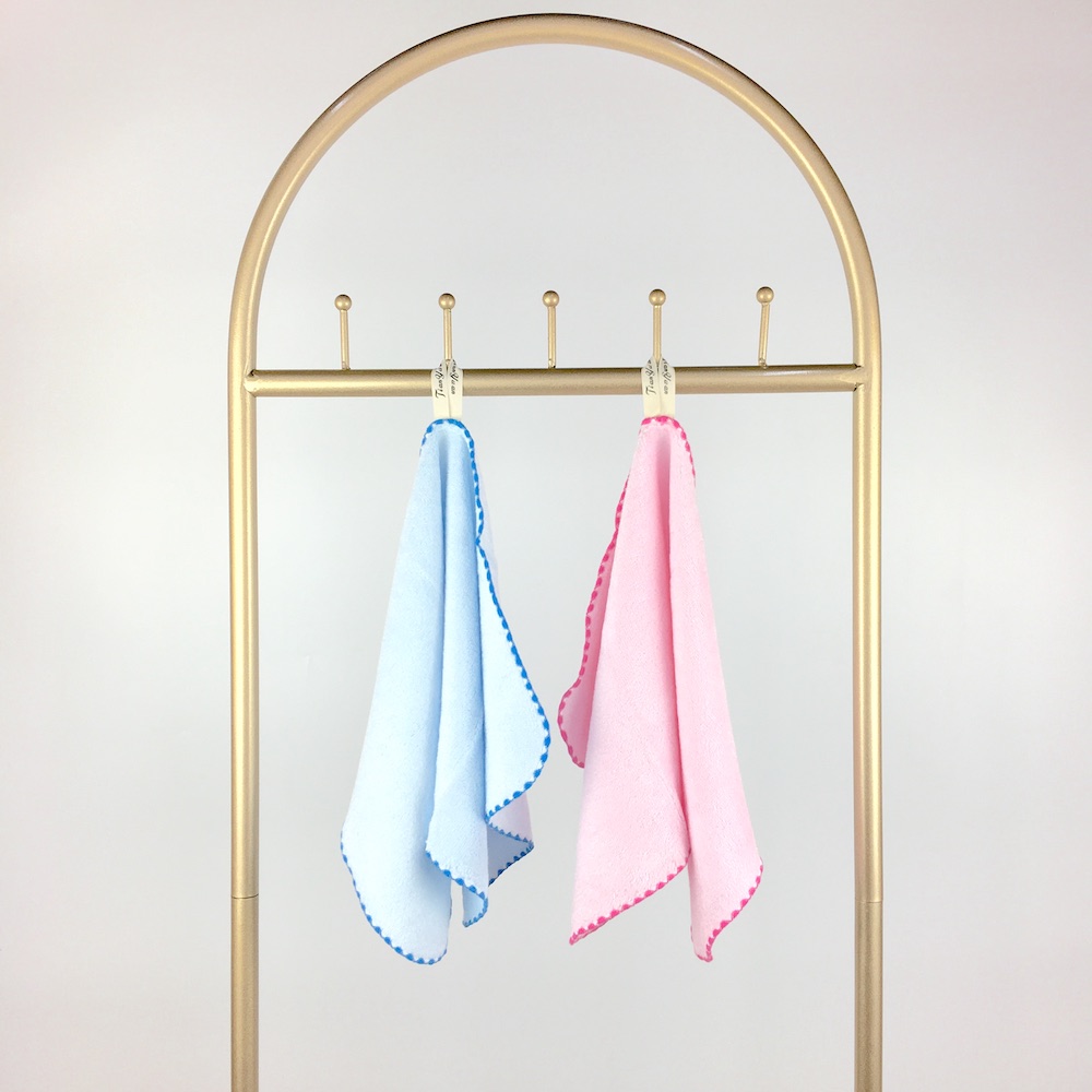 Bamboo Cotton Classical Soft Plain Hand Facial Towels For Baby Kids Child Stitch Floral Border Style