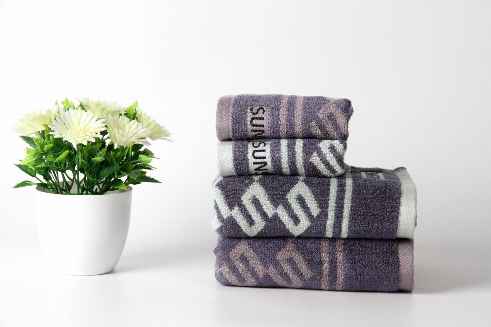 Fashion Bamboo Cotton Soft Hand Facial Towel And Washcloth Set Large And Thick Luxury For Gentleman Jacquard Business Style - View 5