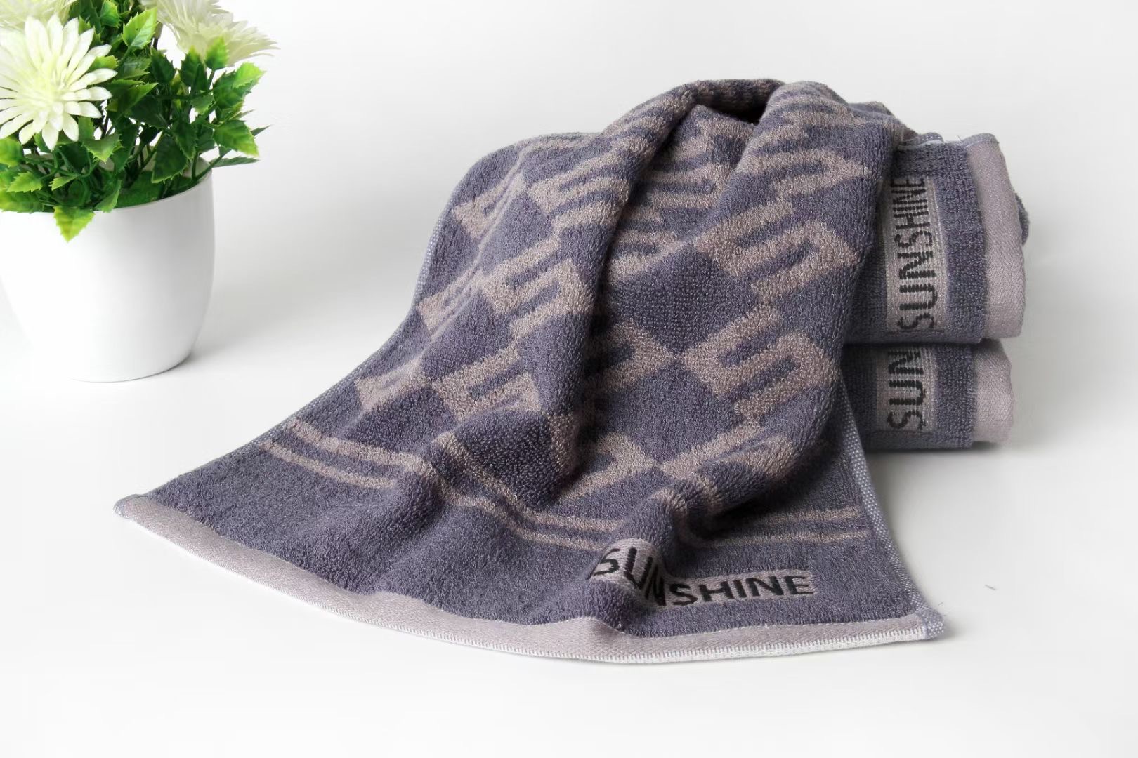 Fashion Bamboo Cotton Soft Hand Facial Towel And Washcloth Set Large And Thick Luxury For Gentleman Jacquard Business Style - View 2