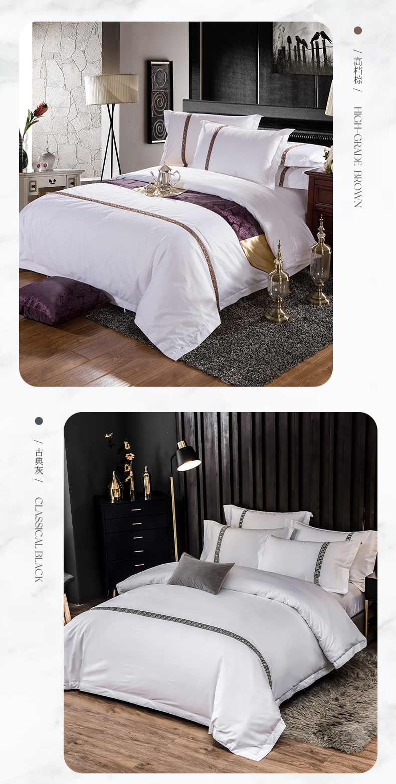 100% Cotton Fine Yarn High Quality 5 Star Hotel Bedding Set Stock Supply HB1002 - View 4