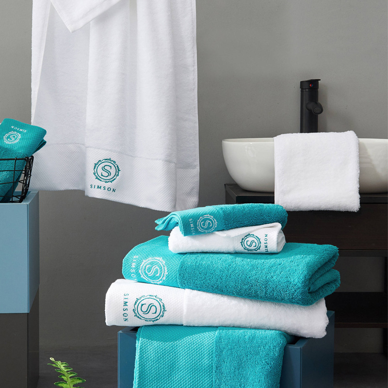 Luxury Soft Organic Cotton Hotel Towels Sets Stock Supply Customized Embroidery Logo And Labels - View 8