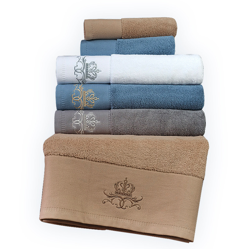 Luxury Soft Cotton Hotel Towels Set Starred Hotel Large Size Thick 3pcs Stock Supply Customized Embroidery Logo And Labels - View 5