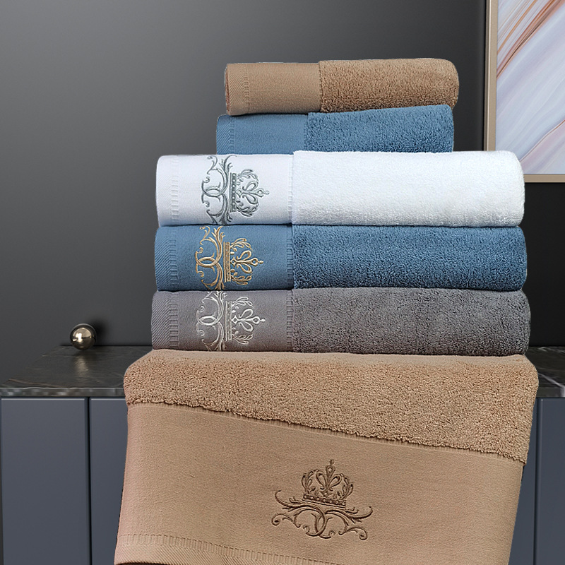 Luxury Soft Cotton Hotel Towels Set Starred Hotel Large Size Thick 3pcs Stock Supply Customized Embroidery Logo And Labels