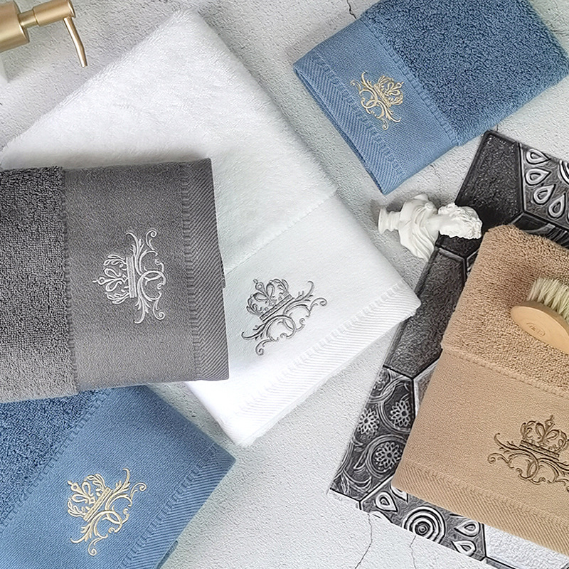 Luxury Soft Cotton Hotel Towels Set Starred Hotel Large Size Thick 3pcs Stock Supply Customized Embroidery Logo And Labels - View 3