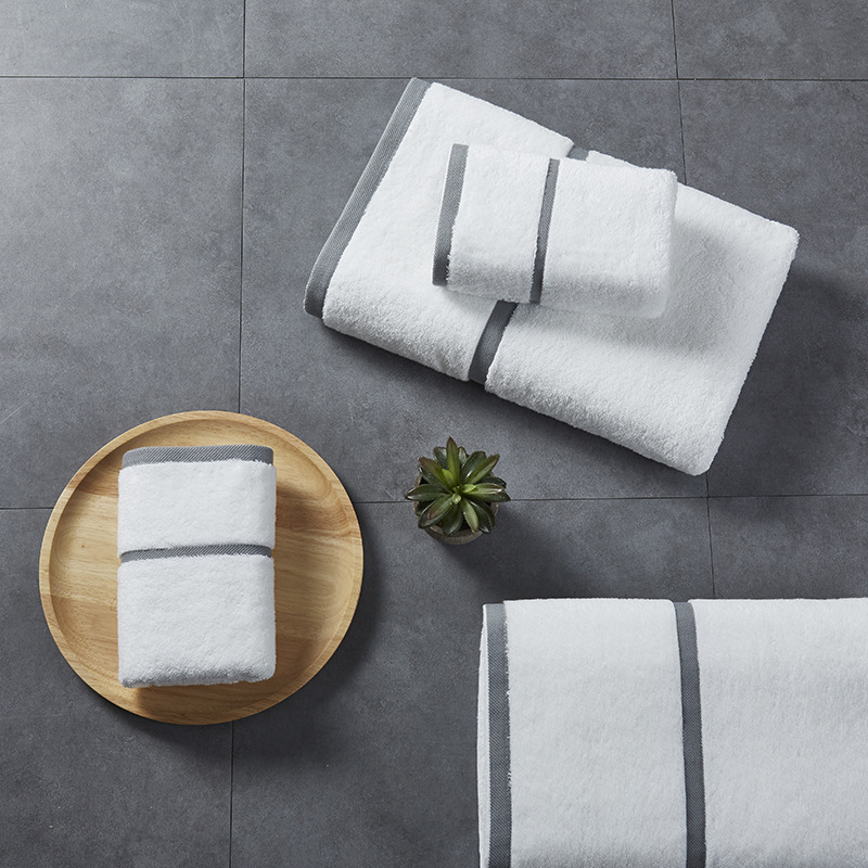 Luxury Soft Organic Cotton Hotel Towels Set Starred Hotel Large Size Thick 2pcs Stock Supply Customized Embroidery Logo And Labels Thin Edge - View 5