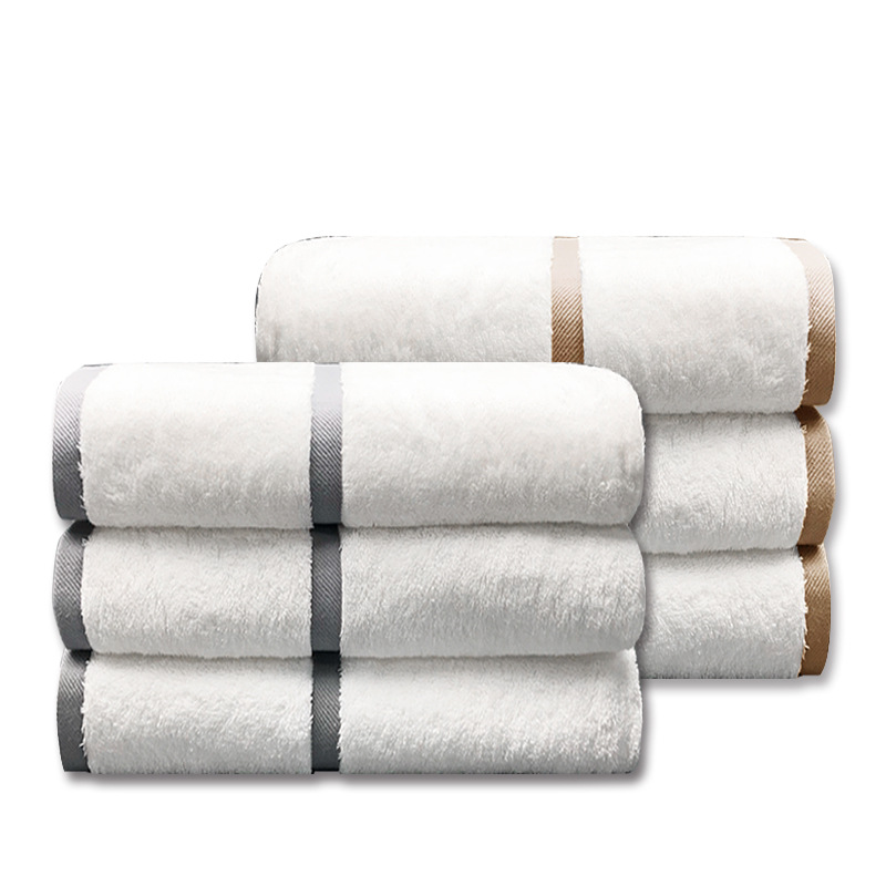 Luxury Soft Organic Cotton Hotel Towels Set Starred Hotel Large Size Thick 2pcs Stock Supply Customized Embroidery Logo And Labels Thin Edge - View 6