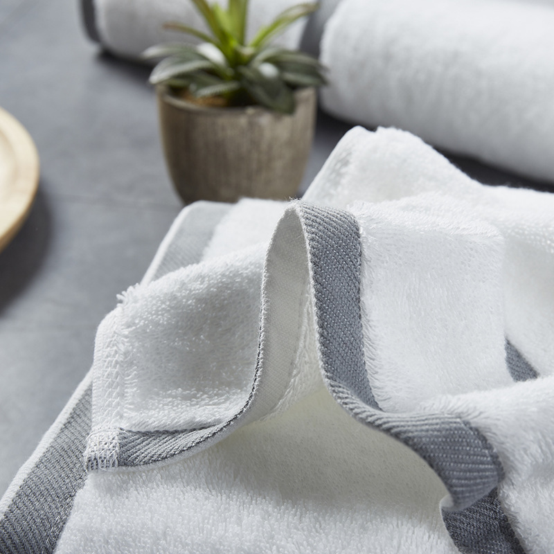 Luxury Soft Organic Cotton Hotel Towels Set Starred Hotel Large Size Thick 2pcs Stock Supply Customized Embroidery Logo And Labels Thin Edge - View 4