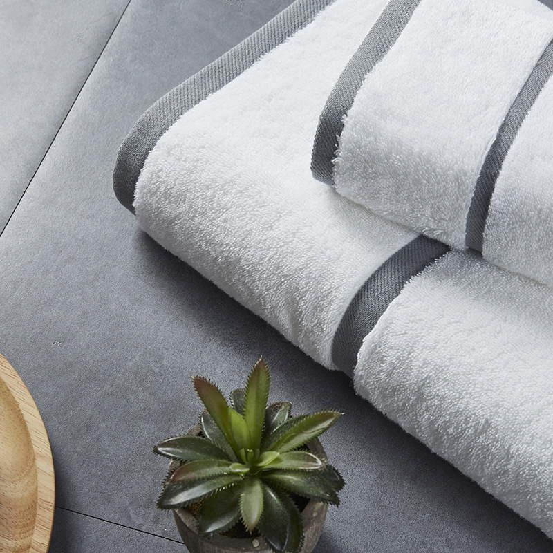Luxury Soft Organic Cotton Hotel Towels Set Starred Hotel Large Size Thick 2pcs Stock Supply Customized Embroidery Logo And Labels Thin Edge - View 3