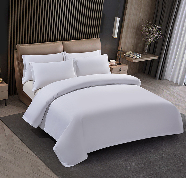 100% Cotton Fine Yarn 60S 80S High Quality Star Hotel Bedding Set Stock Supply White Color Support Customized Logo Embroidery