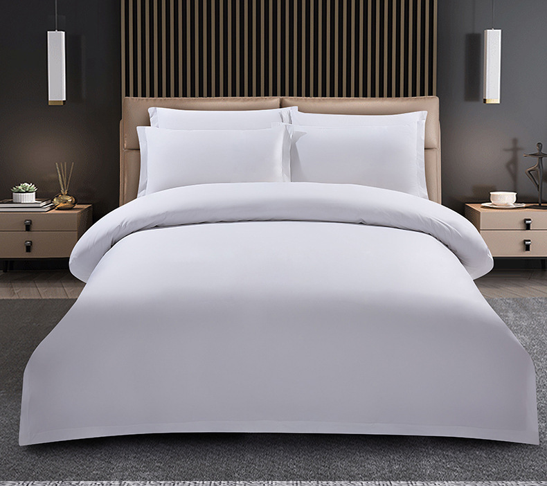 100% Cotton Fine Yarn 60S 80S High Quality Star Hotel Bedding Set Stock Supply White Color Support Customized Logo Embroidery - View 2