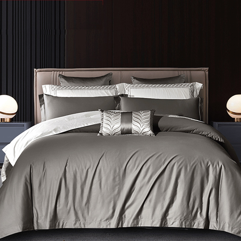 100% Cotton Fine Yarn 60S High Quality 5 Star Hotel Bedding Set Stock Supply Solid Color Support Customized Logo Embroidery