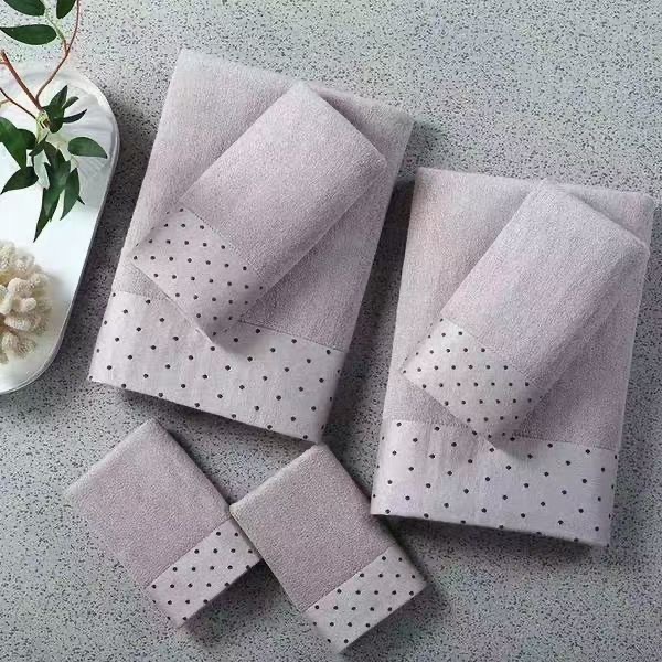 HOT Luxurise 500 GSM Bamboo Cotton Bath Towel Hand Towel And Washcloth For Bathroom, Spa ,GYM Classic Set - View 2