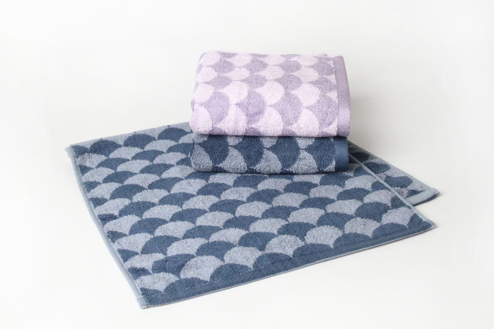 Bamboo Cotton Bath Towel Hand Towel And Washcloth For Bathroom, Spa ,GYM 3pcs Set Scallops Jacquard - View 4