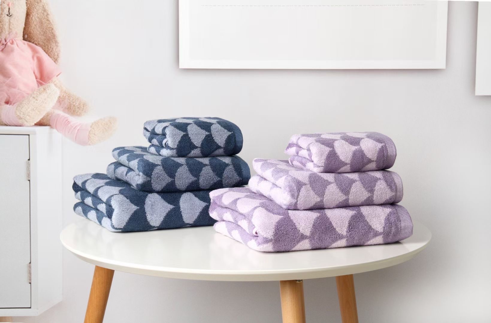 Bamboo Cotton Bath Towel Hand Towel And Washcloth For Bathroom, Spa ,GYM 3pcs Set Scallops Jacquard - View 3