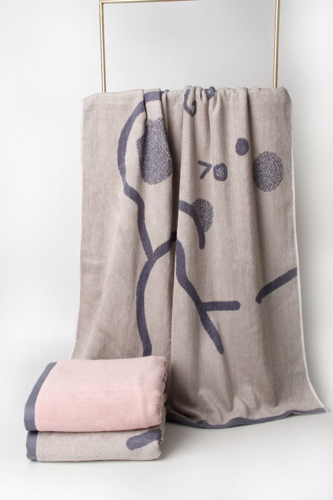 Baby Kids Jacquard Cartoon Bamboo Cotton Bath Towel Hand Towel And Washcloth For Bathroom 3pcs Set - View 2
