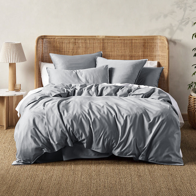 100% Organic Bamboo Silk Satin 60S High Quality Bedsheet Duvet Cover Pillow Cases Bedding Set - View 5