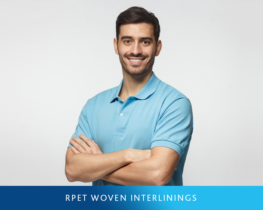 Interlinings with a base content made from 100% GRS-certified recycled polyester.