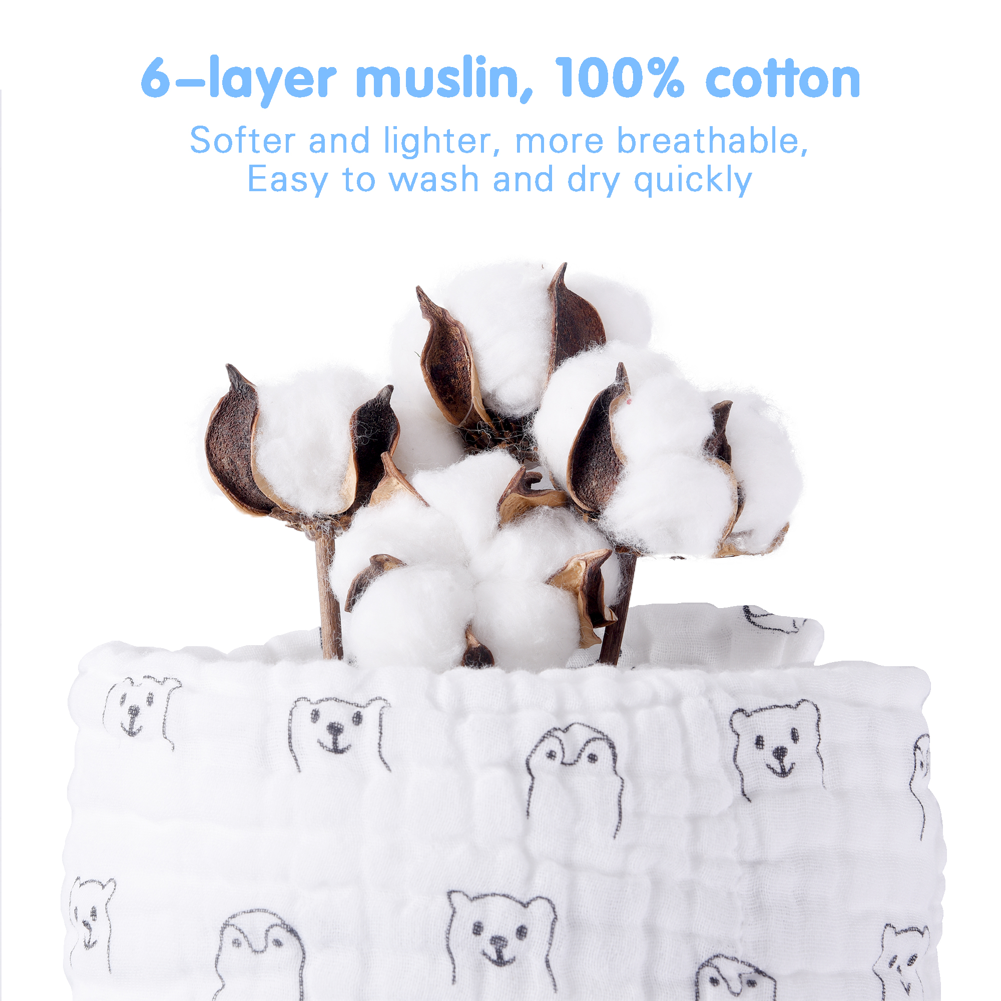 Luxurious 6-Layer Muslin Baby Burp Cloths - Super Absorbent Cotton
