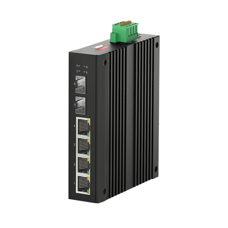 4*10/100/1000Base-TX to 2*1000Base-X Unmanaged Industrial Ethernet Switch