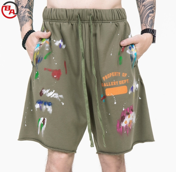 SmallOrderApparelVendorGraffitiInkSweatpantsRawHemTerryCasualShorts2